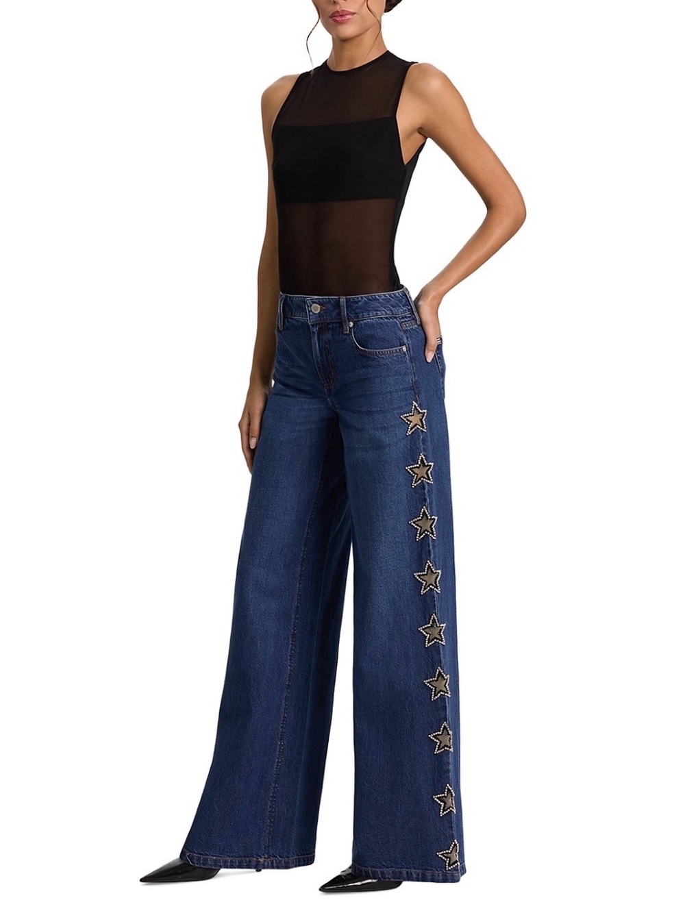 Alice+ Olivia embellished Wide Leg Star  Jean